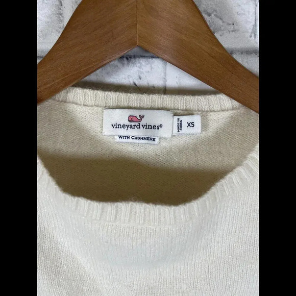 Vineyard Vines Cashmere Lambs Wool Sea Shell Sweater Angora Rabbit Cream Size XS - Picture 4 of 6